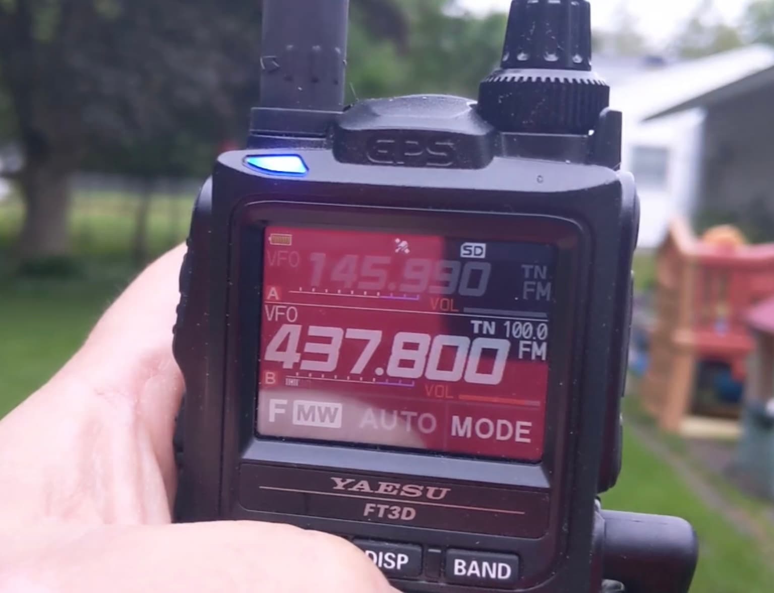 Yaesu FT3D set up for FM satellite — 145.990 uplink, 437.800 downlink