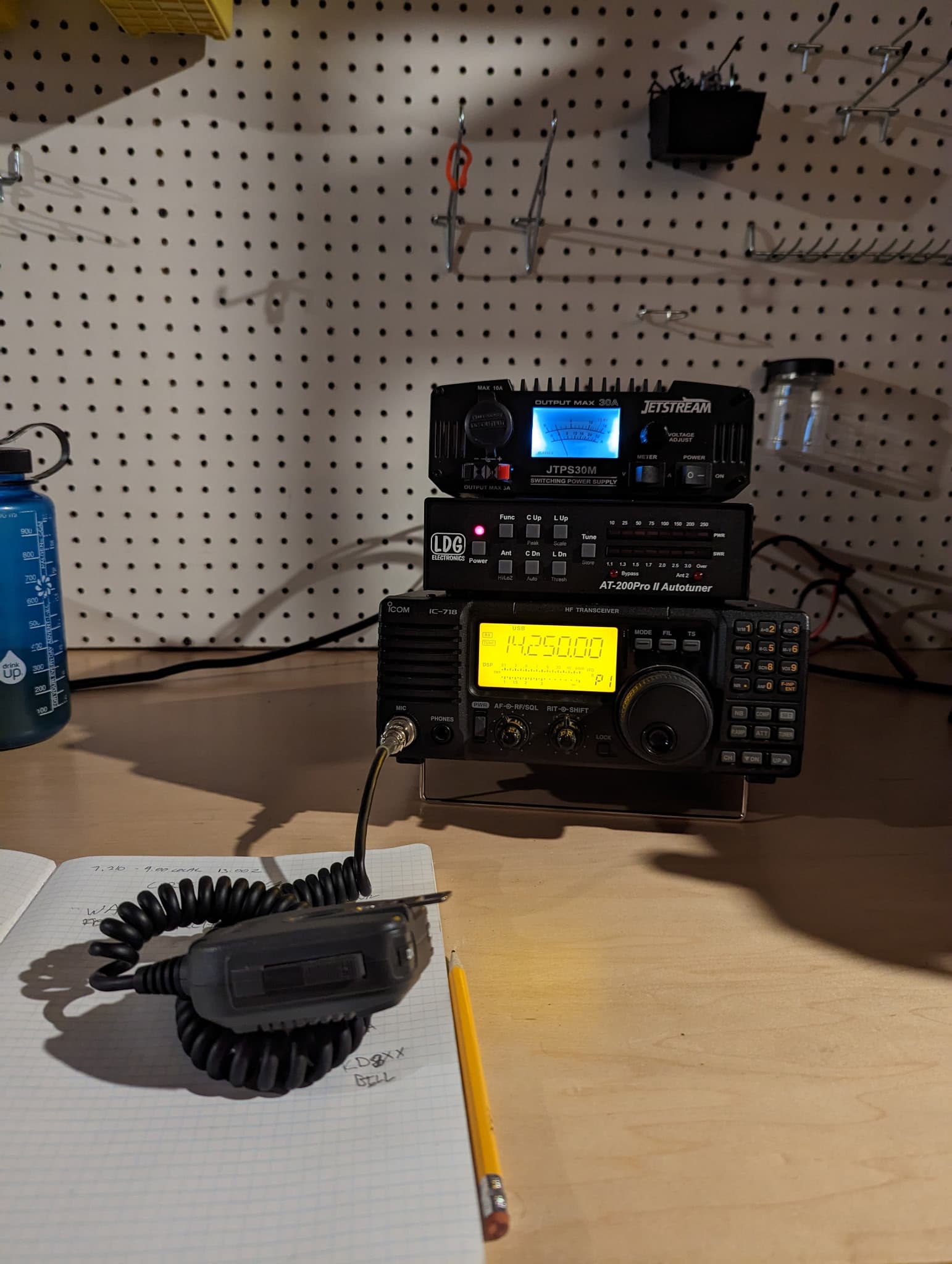 The home station at the operating position, log book ready